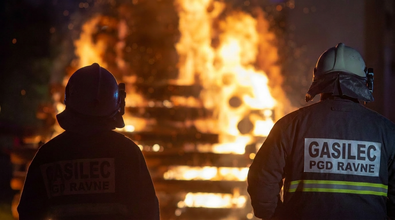 Gasilec PGD Ravne v akciji pred plameni